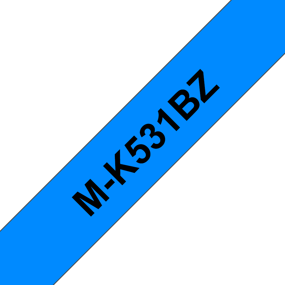 Originele Brother M-K531BZ niet-gelamineerd labeltape – zwart op blauw, breedte 12 mm